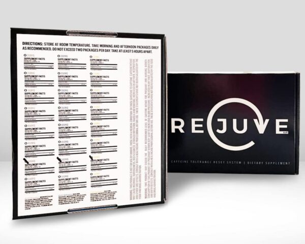 Version 1.0.0 Contenido caja personalizada paquete Quit Caffeine REJUVE
