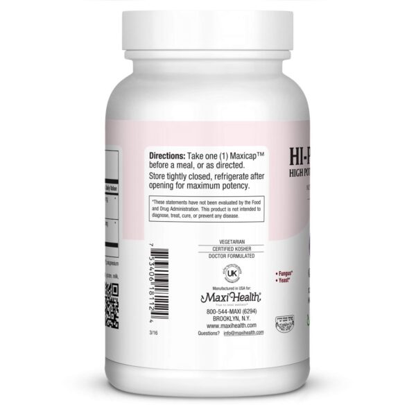 Version 1.0.0 Contenido cápsulas Maxi Health HI-PO Dophilus probióticos alta potencia