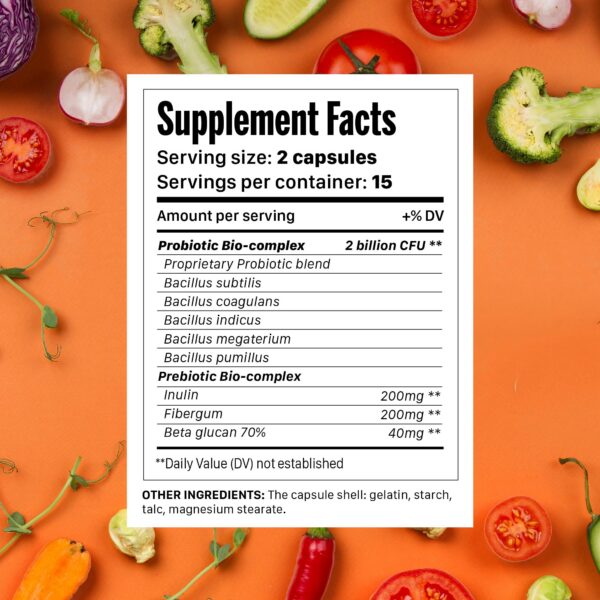 Contenido de cápsulas de probiótico Syndigest para salud digestiva