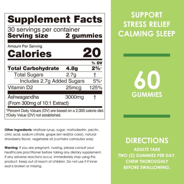 Contenido gomitas Ashwagandha Nature's Key sabor fresa