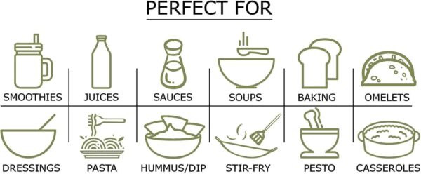 Polvo de alfalfa Food to Live en uso para ensaladas y dips