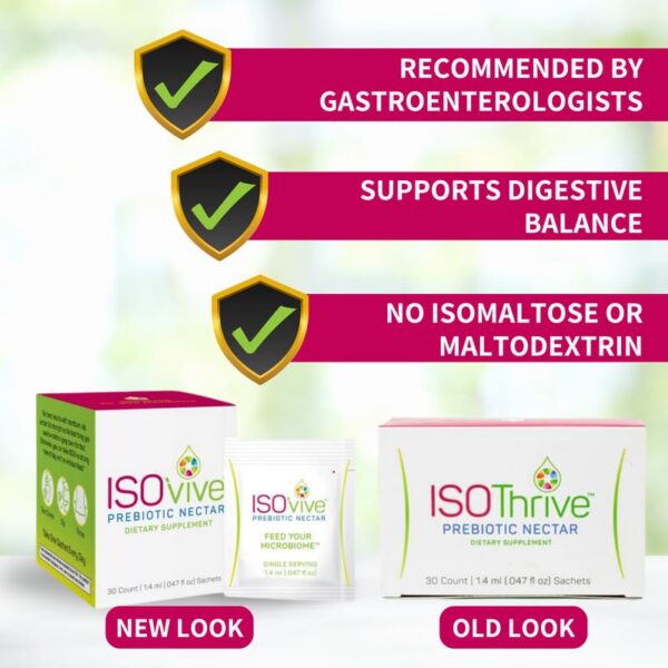 Contenido del sobre de ISOVive prebiótico líquido para salud intestinal