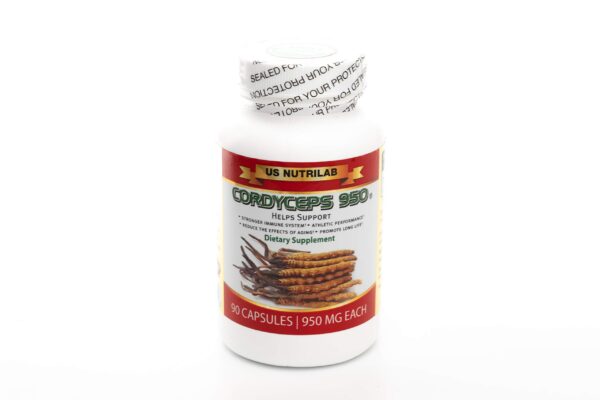 Frasco de Cordyceps 950 orgánico cápsulas vegetarianas