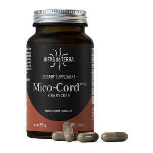 Cápsulas Mico-Cord Cordyceps en frasco de vidrio