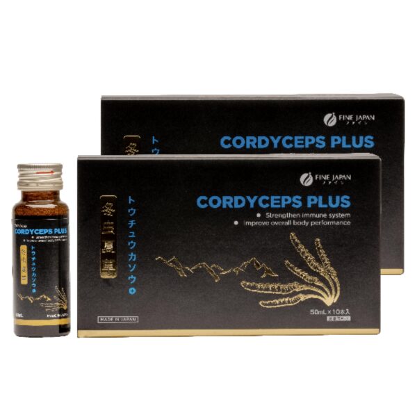 Botella de Cordyceps Plus FINE JAPAN con extracto de hongos y macadamia