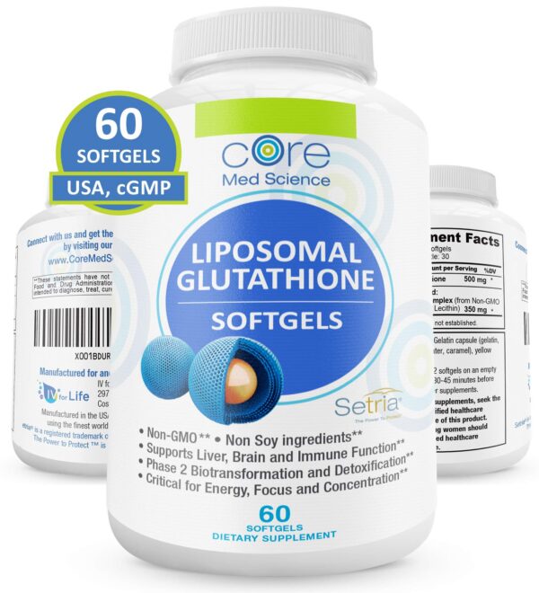Etiqueta lateral de Core Med Science Liposomal Glutathione