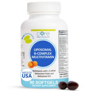 Frasco de Core Med Science Liposomal Methylated B-Complex 90 softgels