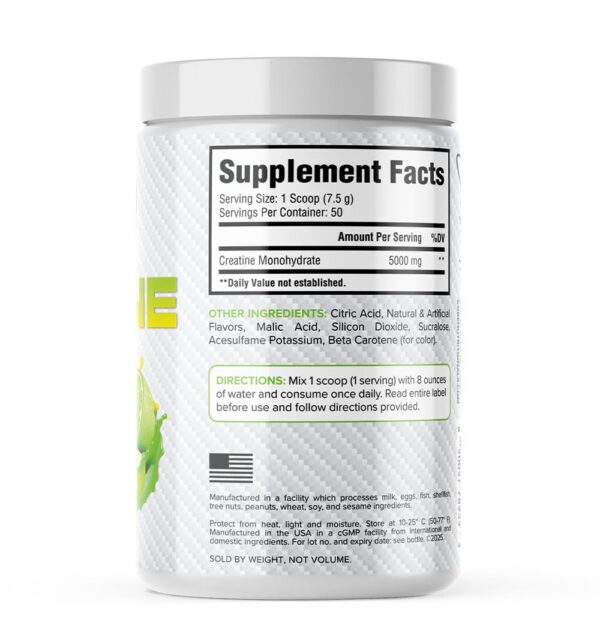 Etiqueta de Core Nutritionals Creatine Monohidrato