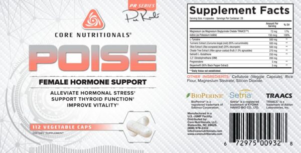 Core Nutritionals Poise en empaque sellado