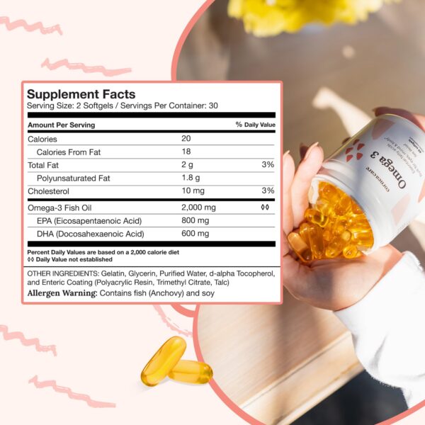 Detalle de etiqueta con EPA y DHA