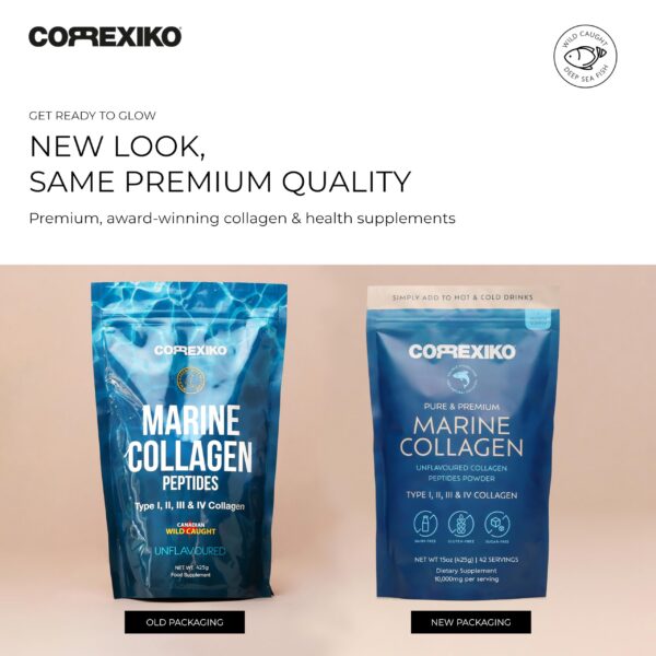 Etiqueta de colágeno marino CORREXIKO en primer plano