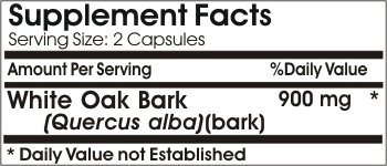 Etiqueta frontal del envase corteza roble blanco