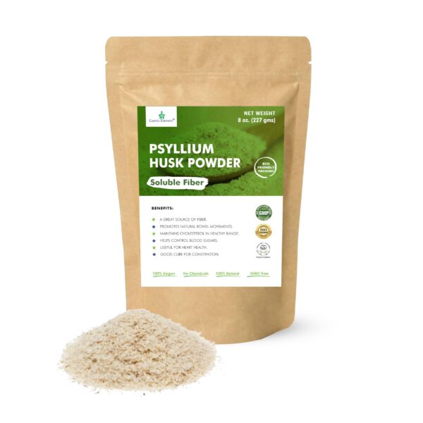 Version 1.0.0 Cosmic Element polvo de psyllium orgánico 8 oz imagen frontal