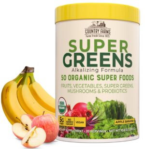 Country Farms Super Greens bebida orgánica manzana banana 10.6 oz