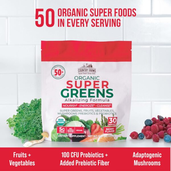 COUNTRY FARMS Super Greens empaque trasero detallado