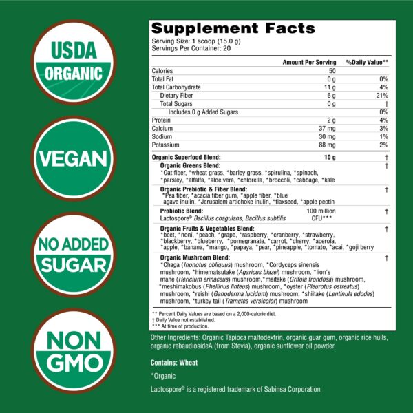 Version 1.0.0 Etiqueta Country Farms Super Greens sabor natural