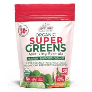 COUNTRY FARMS Super Greens sabor frutos rojos envase frontal