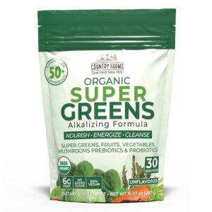Country Farms Super Greens paquete polvo bebida orgánica 30 porciones