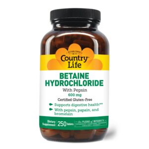 Version 1.0.0 Envase de Country Life Betaine hidrocloruro con pepsina