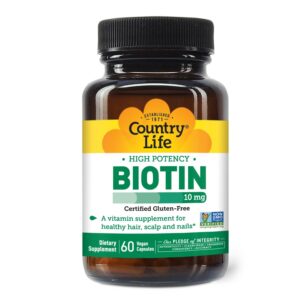 Country Life Biotina 10000 mcg frasco 60 cápsulas