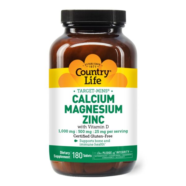 Detalle de etiqueta Country Life Calcium Magnesium Zinc