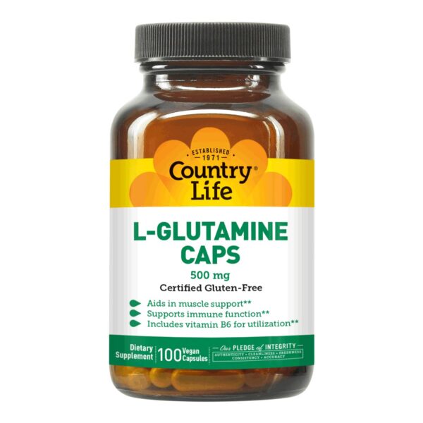 country-life-l-glutamina-500mg-b6-frasco-frontal Country Life L-Glutamina 500 mg - frasco frontal