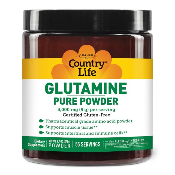 Envase de Country Life L-glutamina puro frente