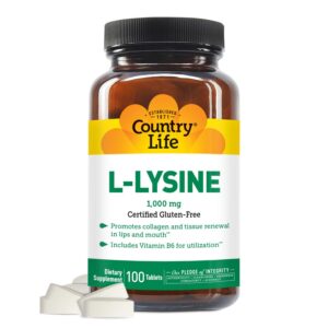 Frente del envase COUNTRY LIFE L-Lysine 1000 mg