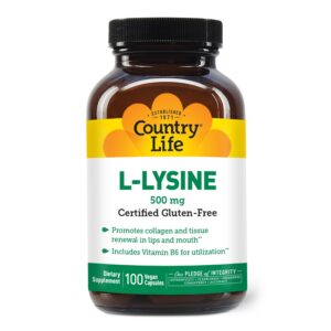 Country Life L-Lysine 500 mg con B-6 frasco frontal