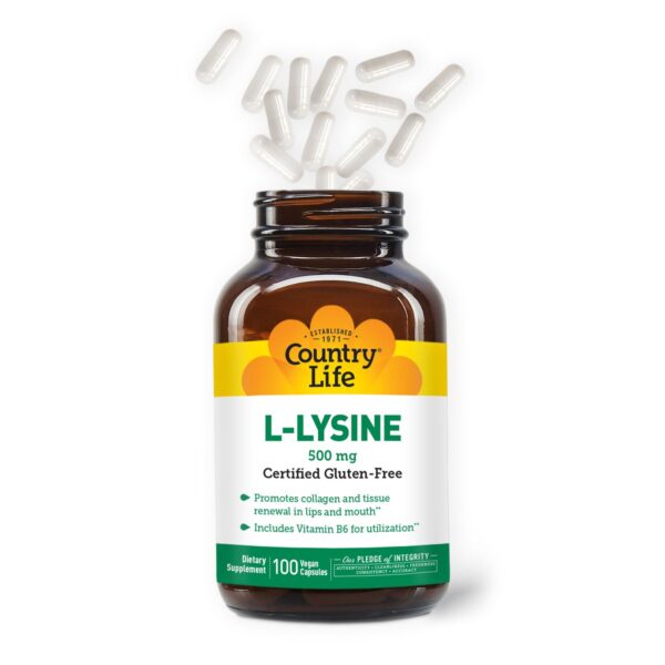 Country Life L-Lysine 500 mg frasco lateral