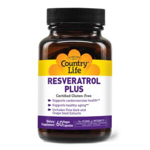 Country Life Resveratrol Plus 1000 mg botella frontal
