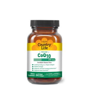 Frente de Country Life Simply CoQ10 200 mg softgels veganas