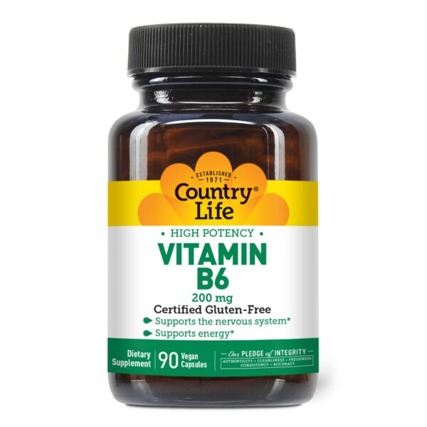 Country Life Vitamina B-6 200 mg frontal
