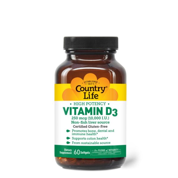 Country Life Vitamina D3 10000 IU botella frontal