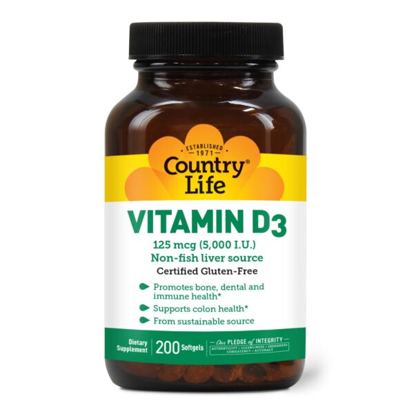 Country Life vitamina d3 5000 iu botella frontal