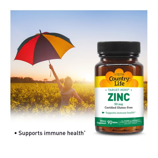 Tabla nutricional Country Life Zinc 50 mg
