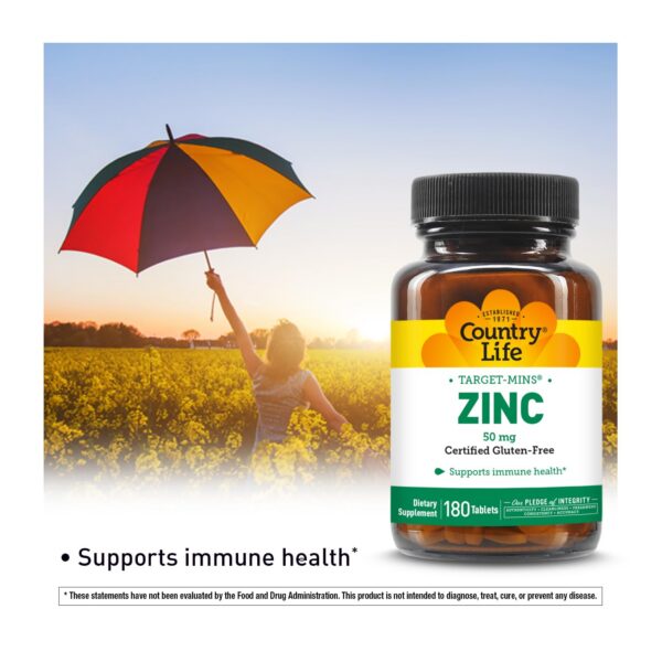 Etiqueta Country Life Target-Mins Zinc 50 mg