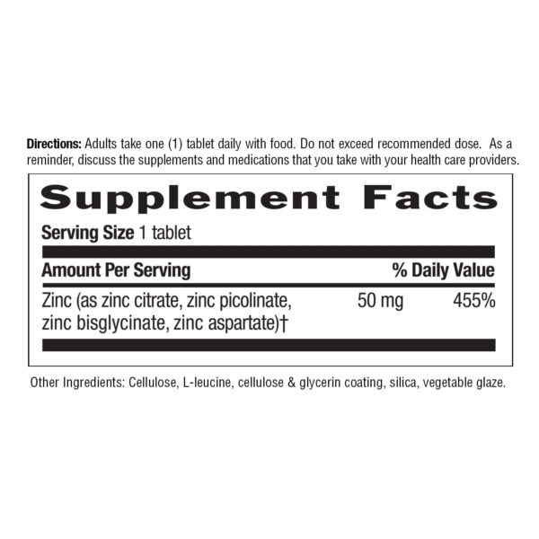 Tabletas de zinc de 50 mg