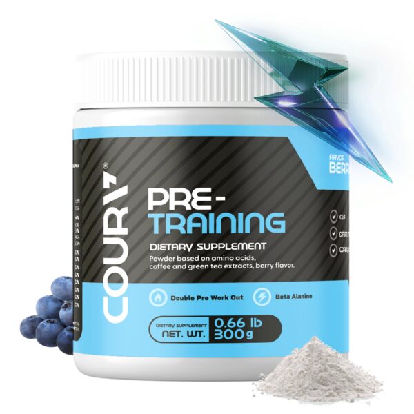 Version 1.0.0 COURA pre-entrenamiento sabor frambuesa etiqueta frontal