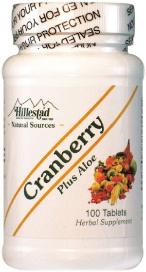 Envase frontal Cranberry Plus Aloe Hillestad 100 tabletas
