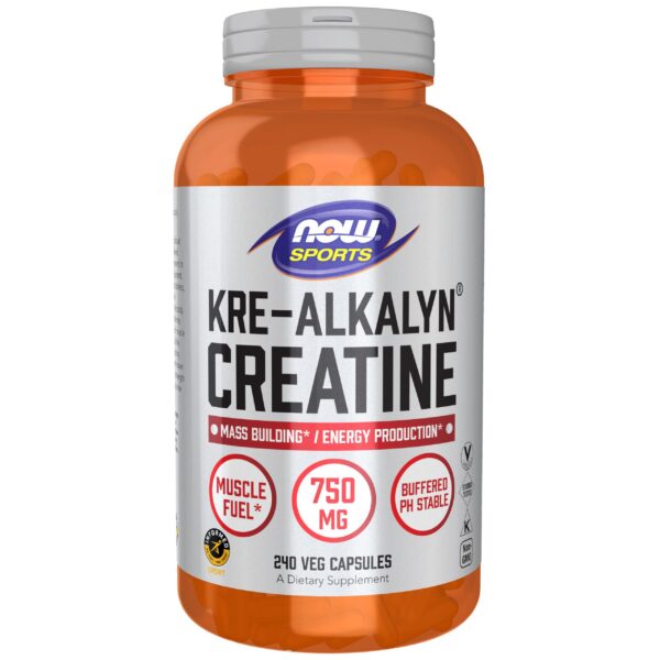 Producto NOW Foods Kre-Alkalyn Creatine 750 mg frasco frontal