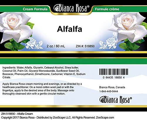 Crema lujosa alfalfa Bianca Rosa cuidado piel 2 oz