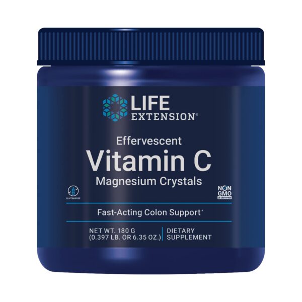 Cristales efervescentes vitamina c magnesio Life Extension paquete