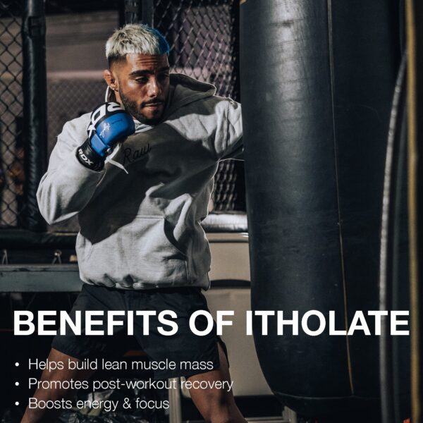 Cucharada mostrando cantidad de proteína RAW Whey isolate