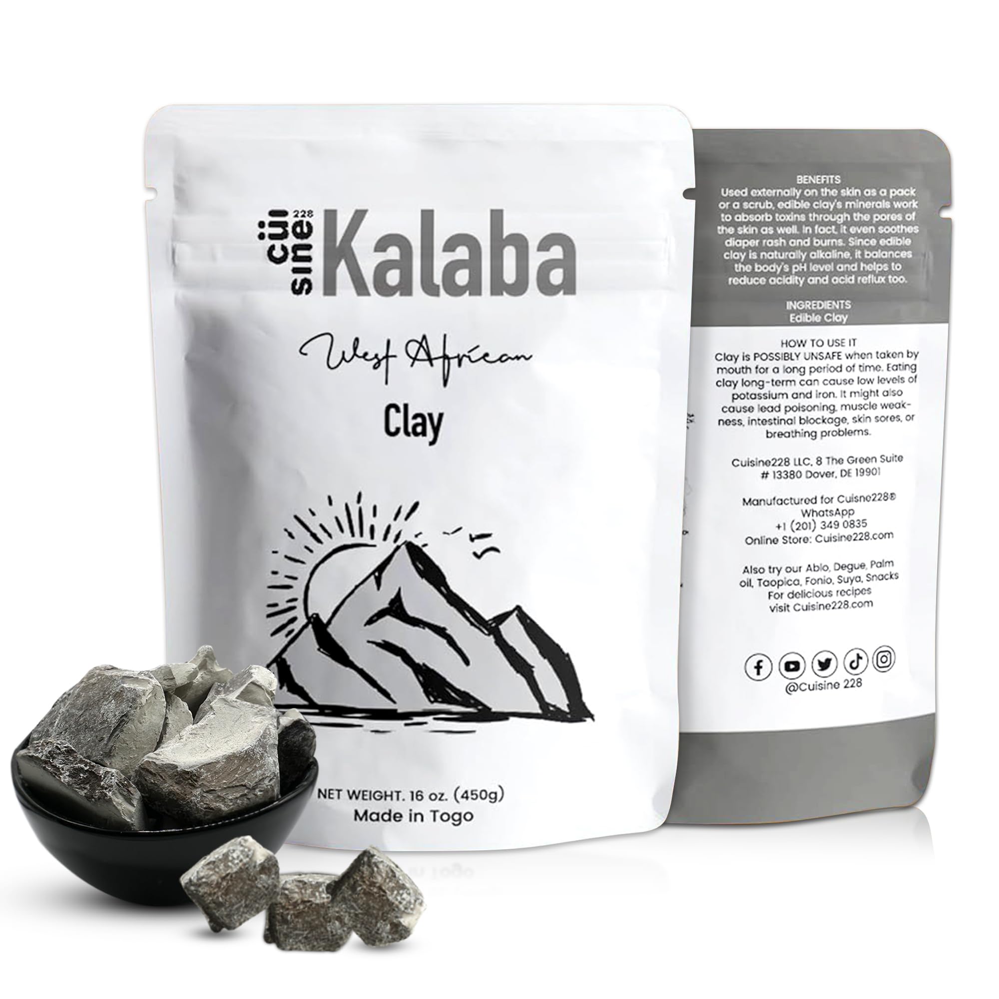 Cuisine228 Arcilla Comestible Natural Kalaba Caolín Detox 100% Pura