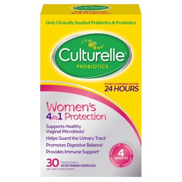 Culturelle probióticos 4 en 1 para mujeres caja frontal 30 cápsulas