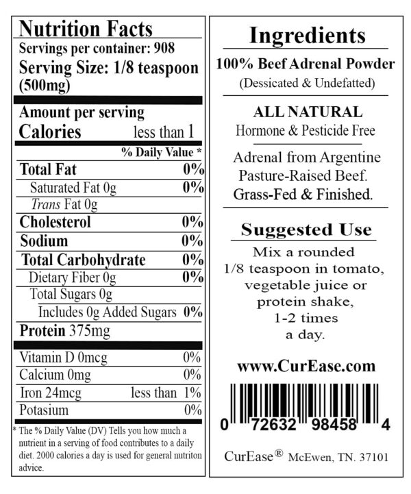 Etiqueta de CurEase adrenal