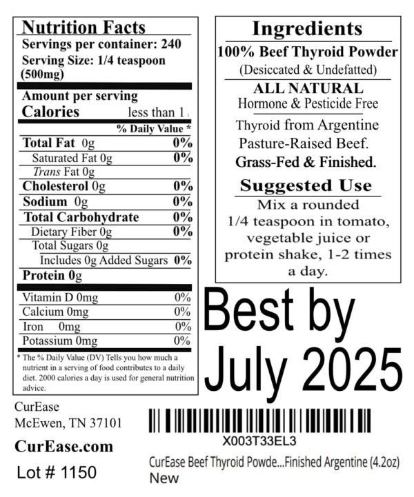 Version 1.0.0 Contenido del envase de polvo de tiroides