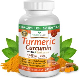 Cúrcuma Curcumina Nature's Branch 200 cápsulas orgánicas y veganas