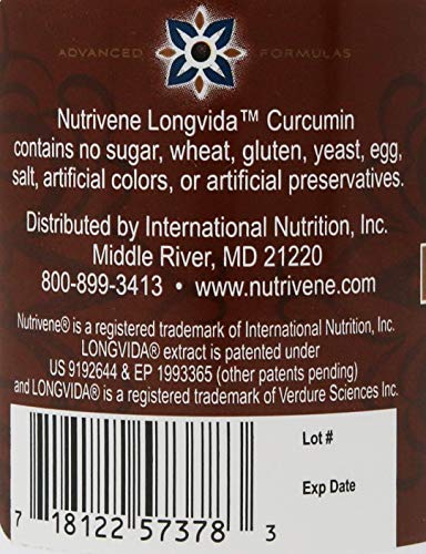 Cápsulas suplemento de curcumina Longvida Nutrivene